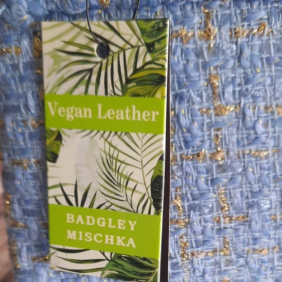 Badgley Mischka Blue Tweed Shoulder Bag - Picture 5 of 6